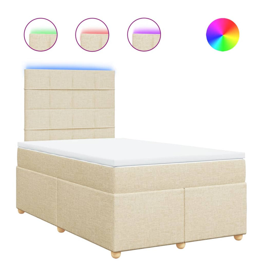 Boxspring met matras stof crèmekleurig 120x200 cm