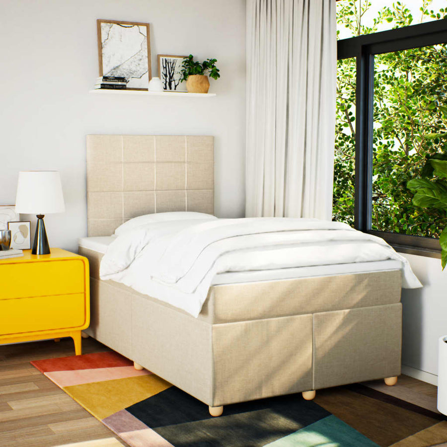 Boxspring met matras stof crèmekleurig 120x200 cm