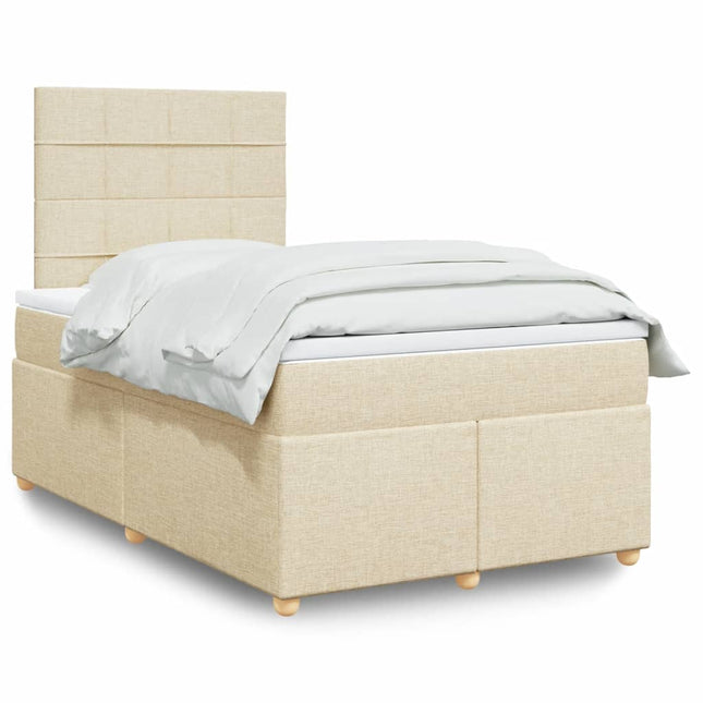 Boxspring met matras stof crèmekleurig 120x200 cm