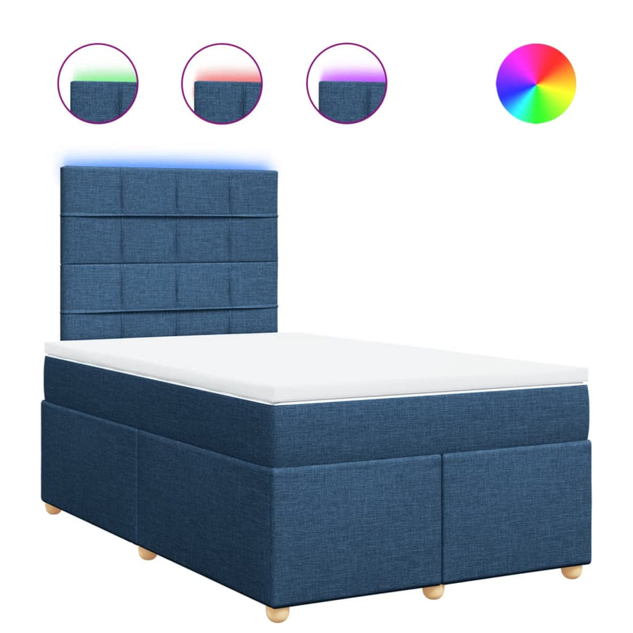 Boxspring met matras stof blauw 120x200 cm