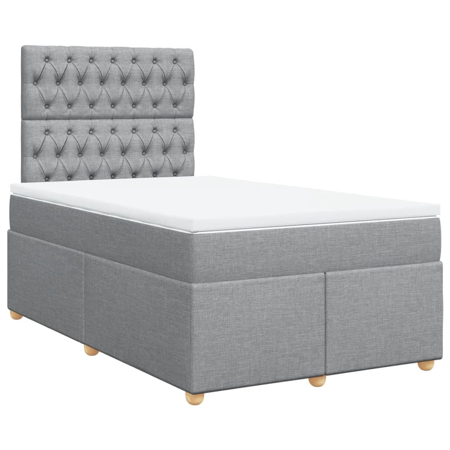 Boxspring met matras stof lichtgrijs 120x200 cm