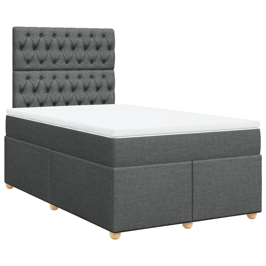 Boxspring met matras stof donkergrijs 120x200 cm
