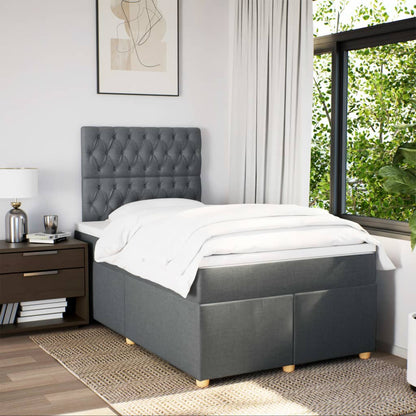 Boxspring met matras stof donkergrijs 120x200 cm