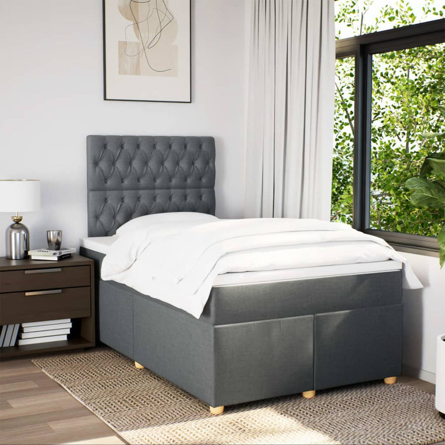 Boxspring met matras stof donkergrijs 120x200 cm