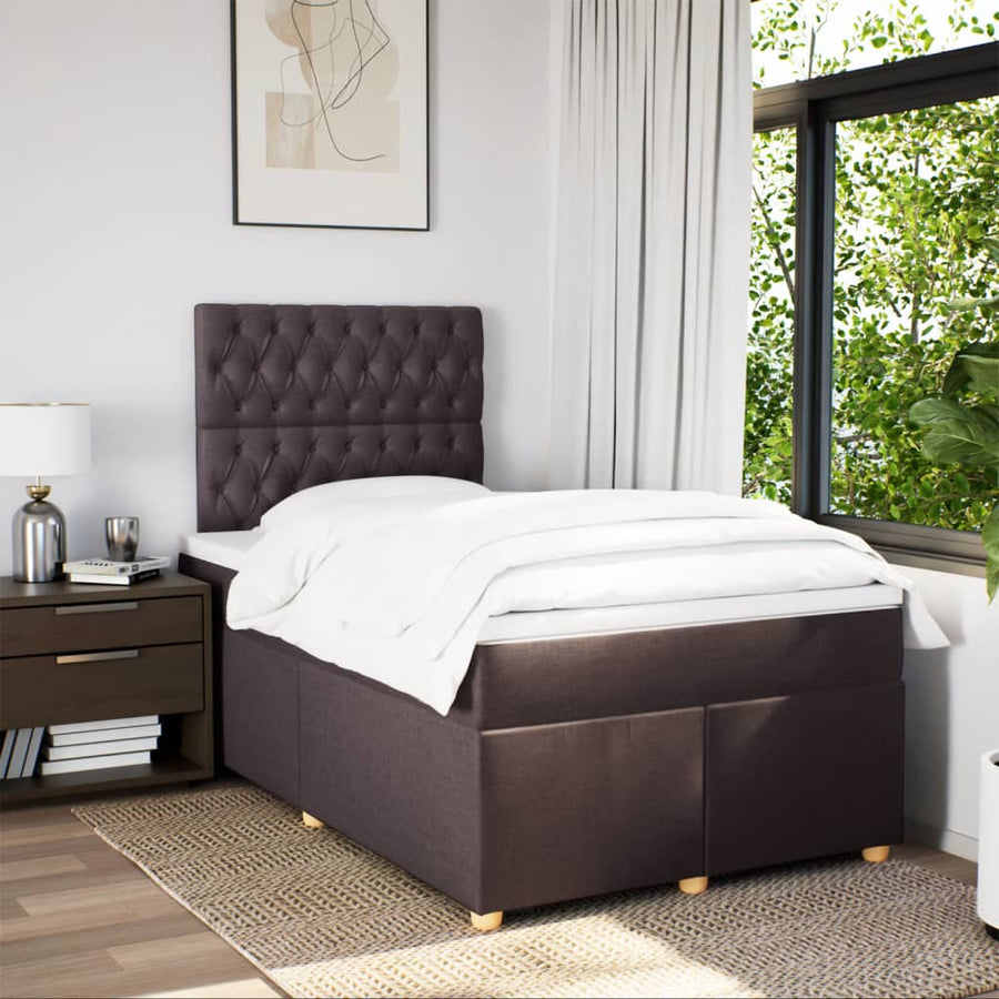 Boxspring met matras stof donkerbruin 120x200 cm