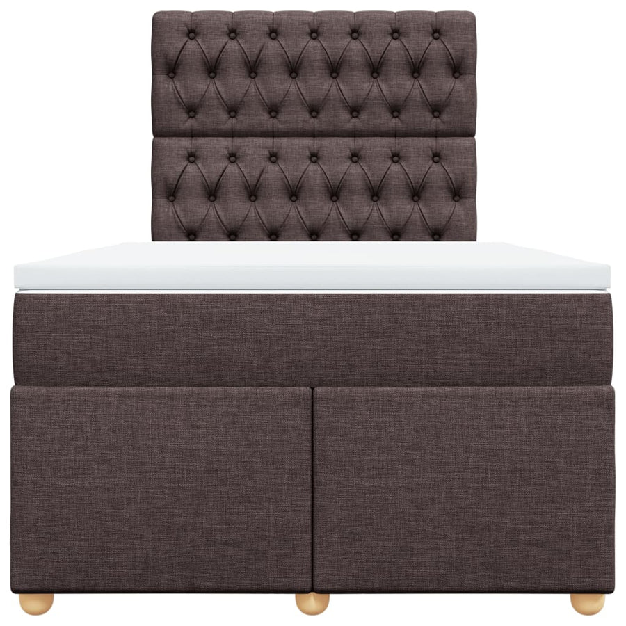 Boxspring met matras stof donkerbruin 120x200 cm