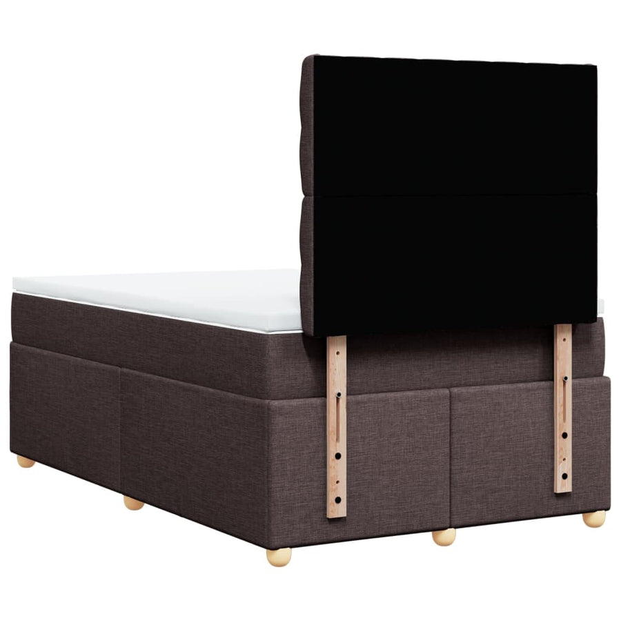 Boxspring met matras stof donkerbruin 120x200 cm