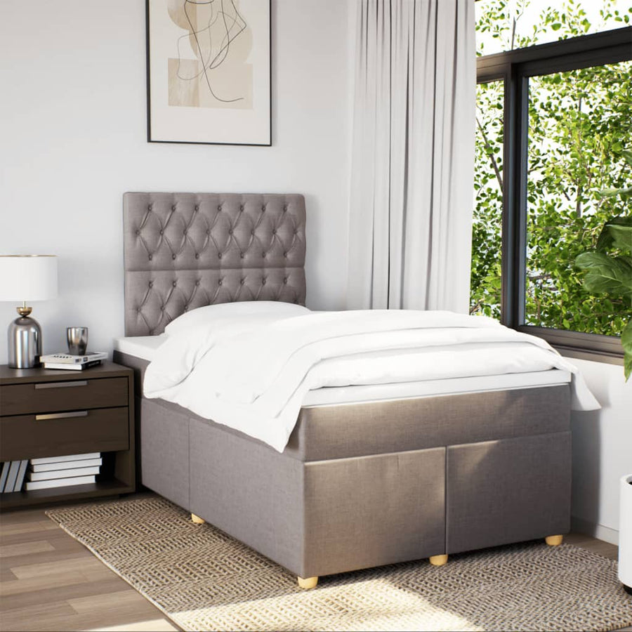 Boxspring met matras stof taupe 120x200 cm