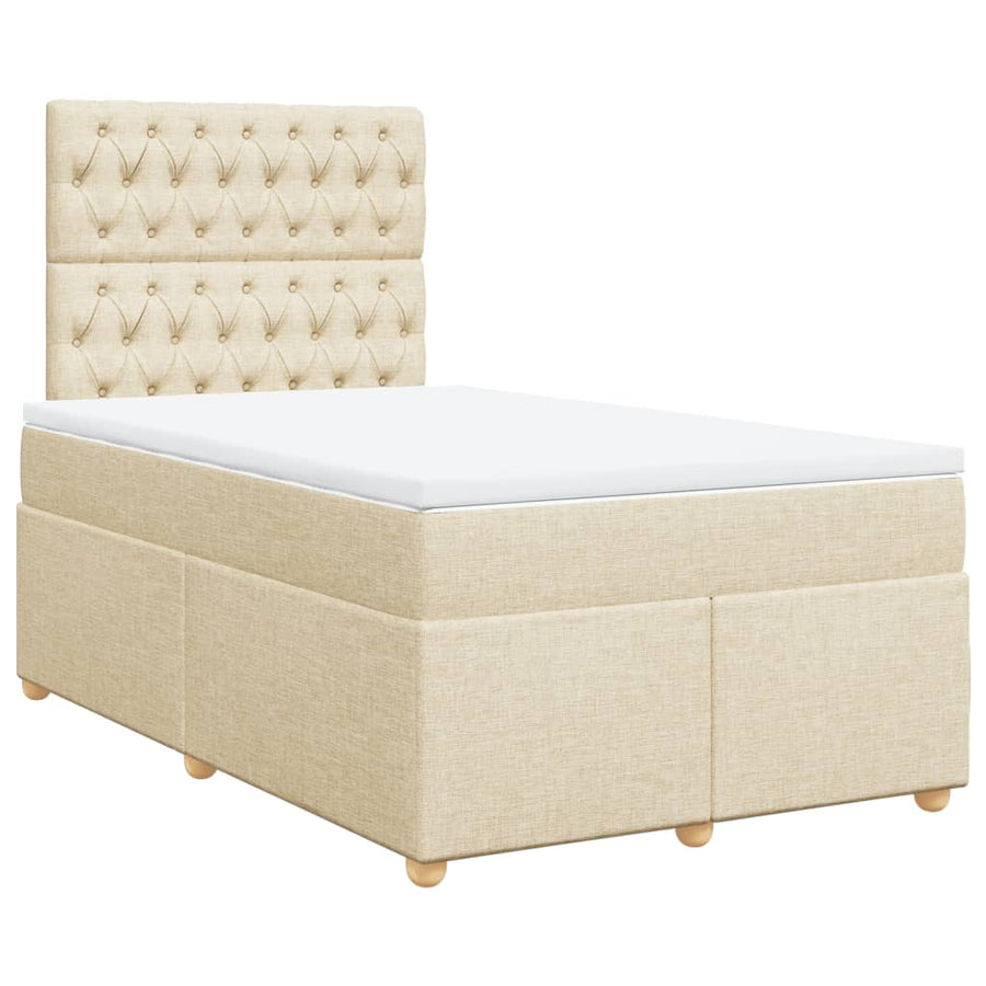 Boxspring met matras stof crèmekleurig 120x200 cm