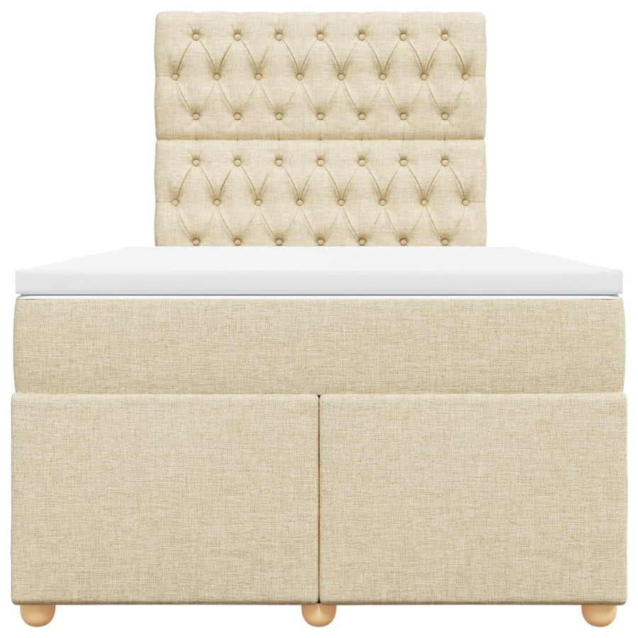 Boxspring met matras stof crèmekleurig 120x200 cm