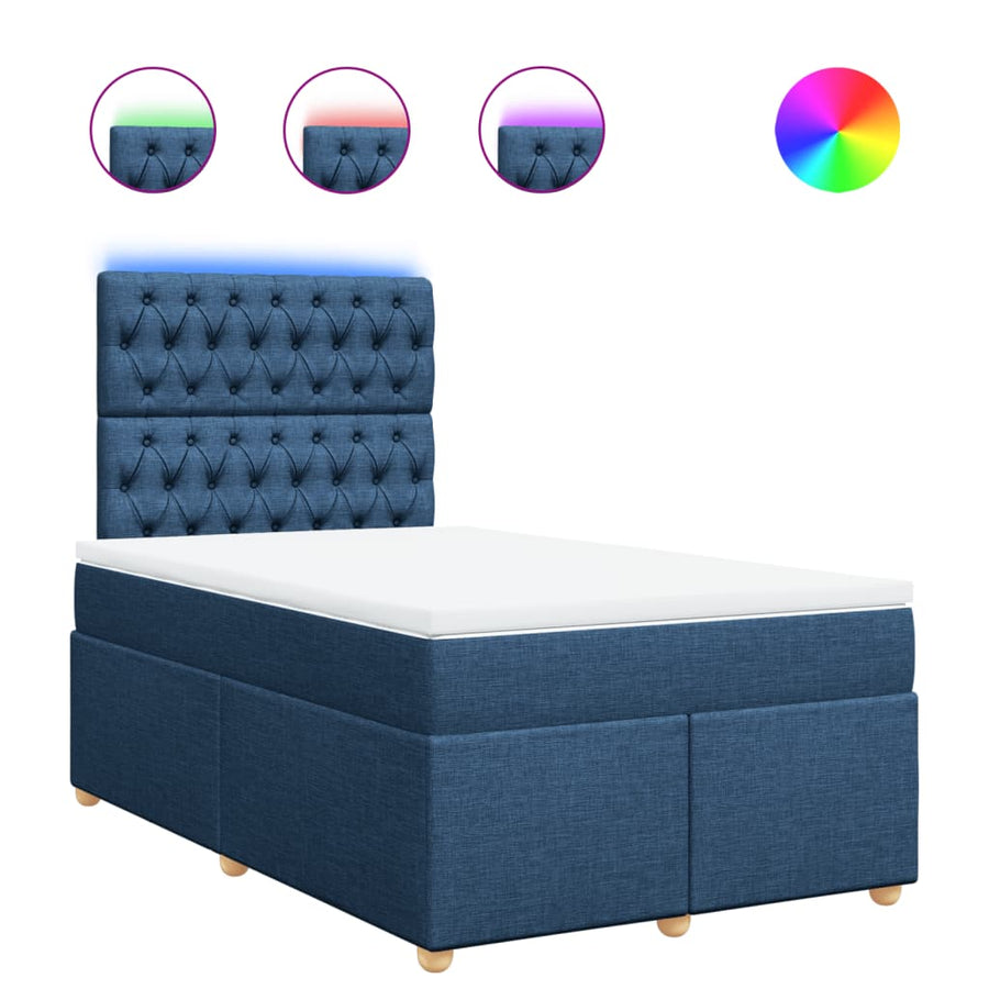 Boxspring met matras stof blauw 120x200 cm