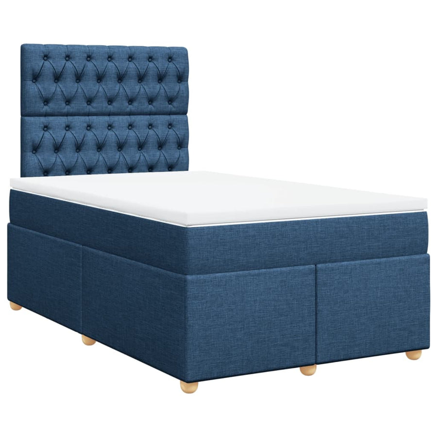 Boxspring met matras stof blauw 120x200 cm