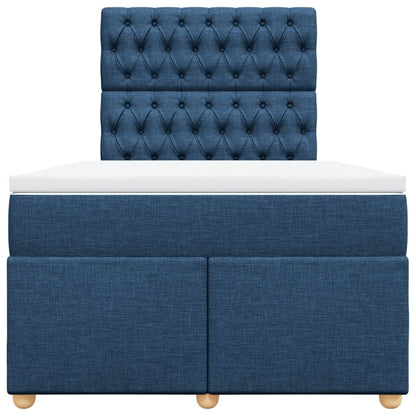 Boxspring met matras stof blauw 120x200 cm