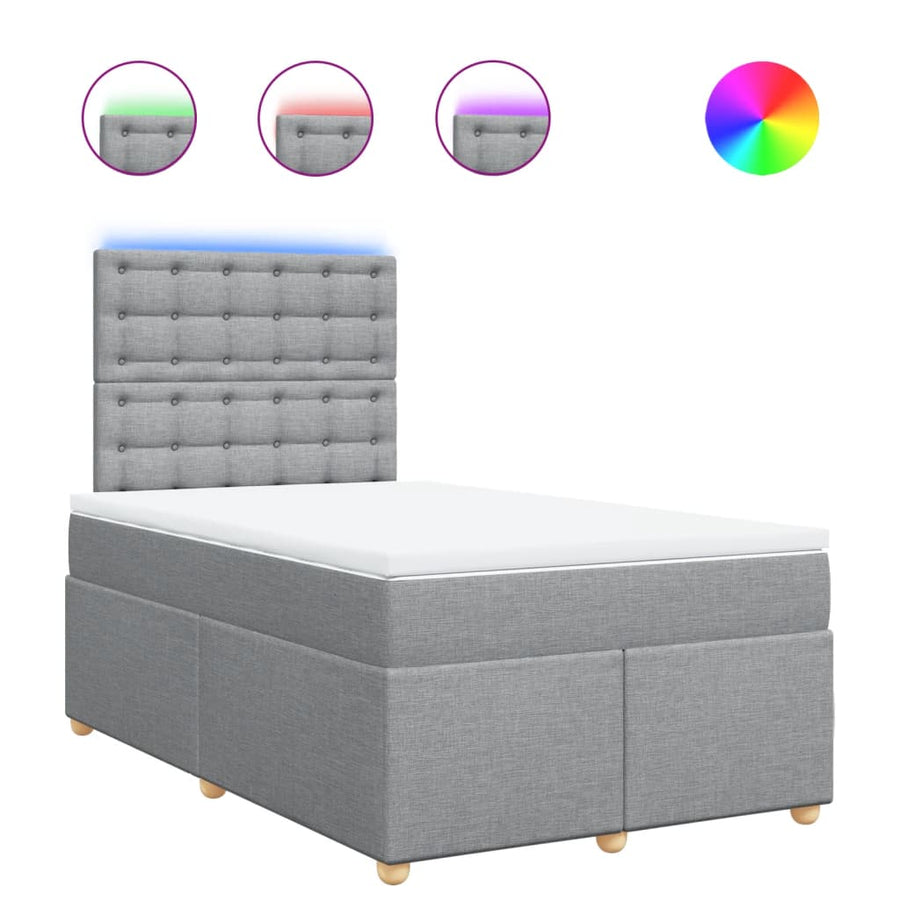 Boxspring met matras stof lichtgrijs 120x200 cm