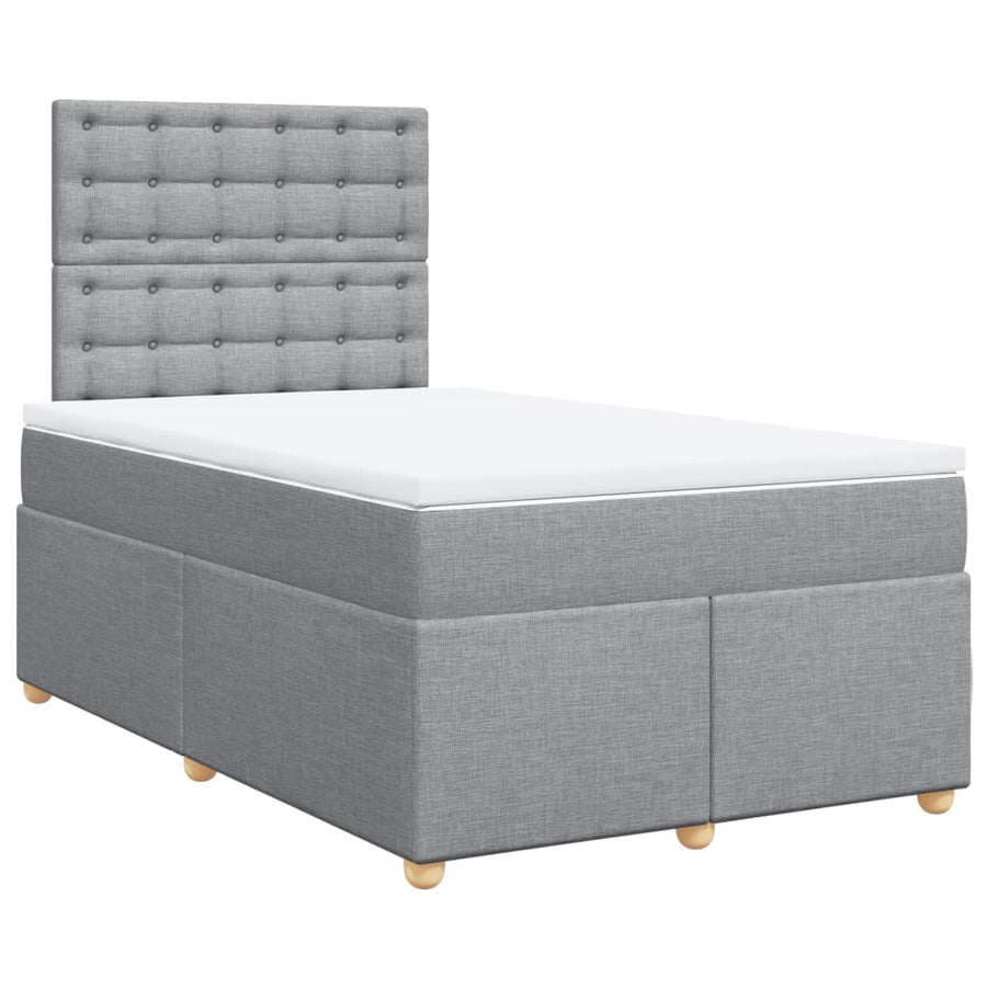 Boxspring met matras stof lichtgrijs 120x200 cm