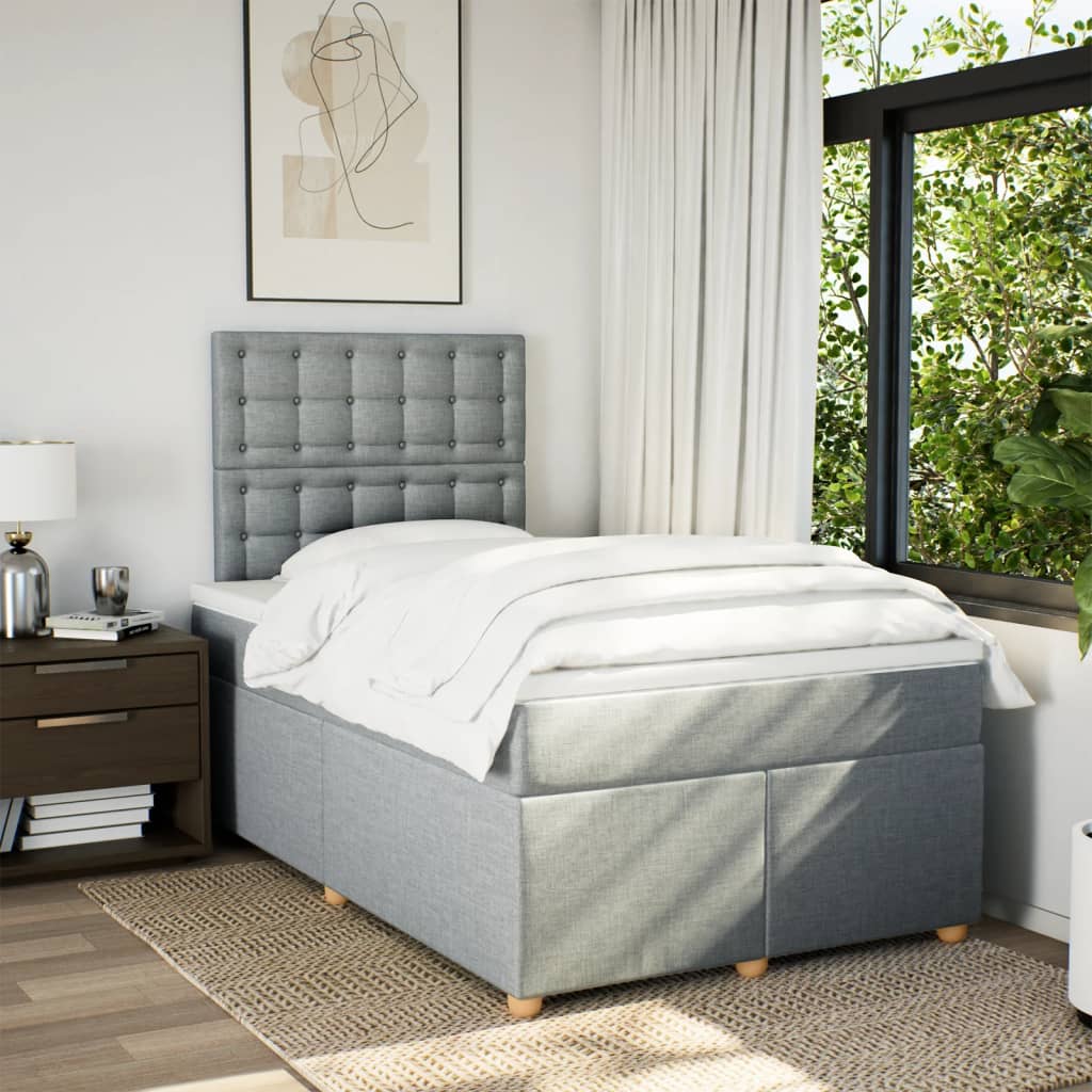 Boxspring met matras stof lichtgrijs 120x200 cm