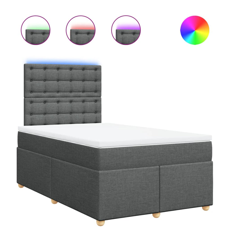 Boxspring met matras stof donkergrijs 120x200 cm