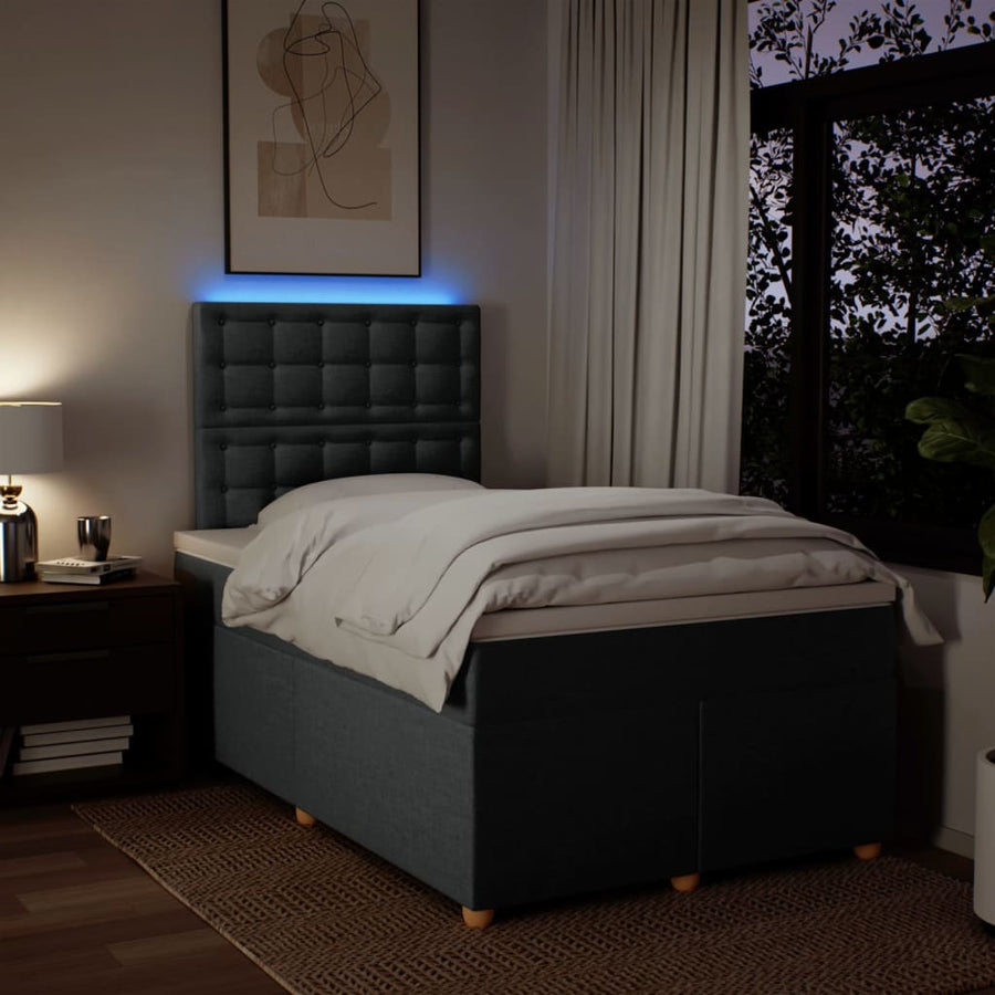 Boxspring met matras stof donkergrijs 120x200 cm