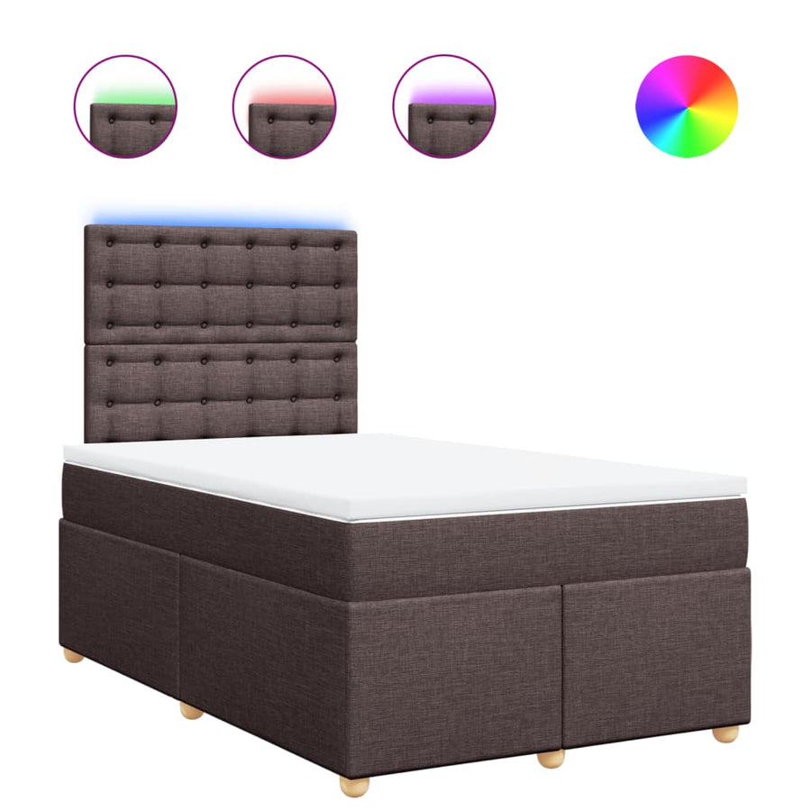 Boxspring met matras stof donkerbruin 120x200 cm