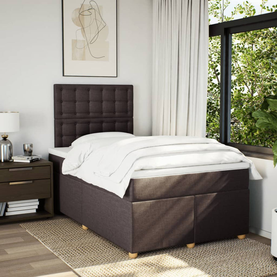 Boxspring met matras stof donkerbruin 120x200 cm