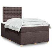 Box spring bed with dark brown fabric mattress 120x200 cm