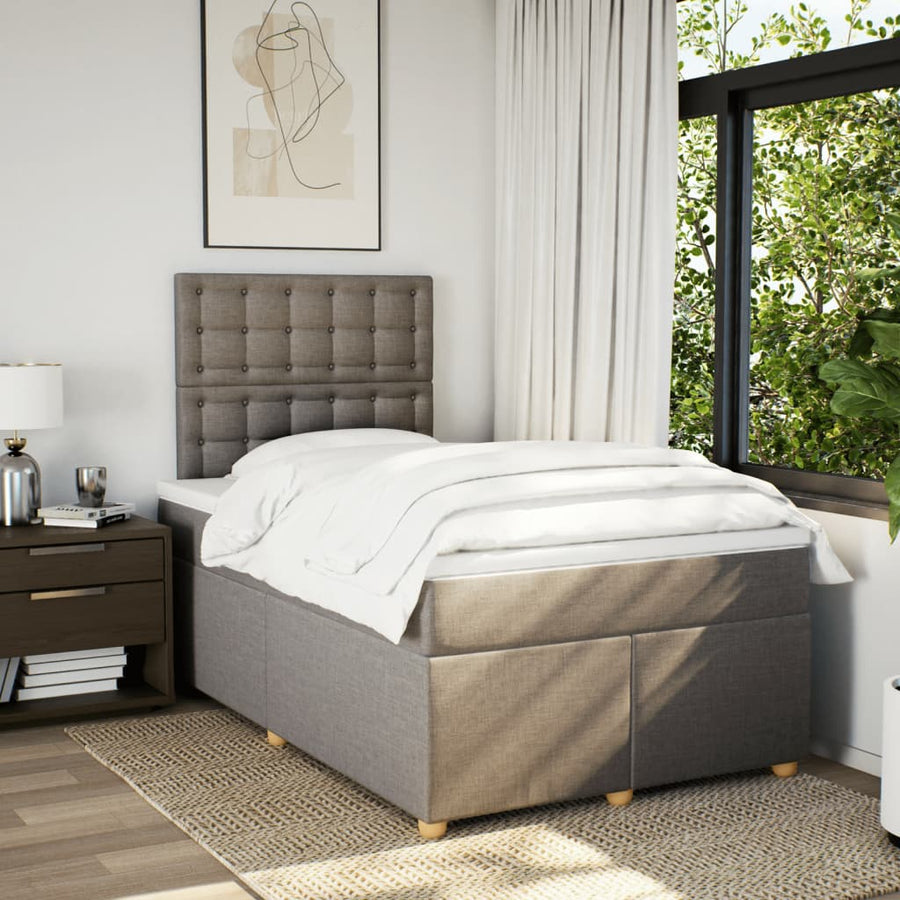 Boxspring met matras stof taupe 120x200 cm
