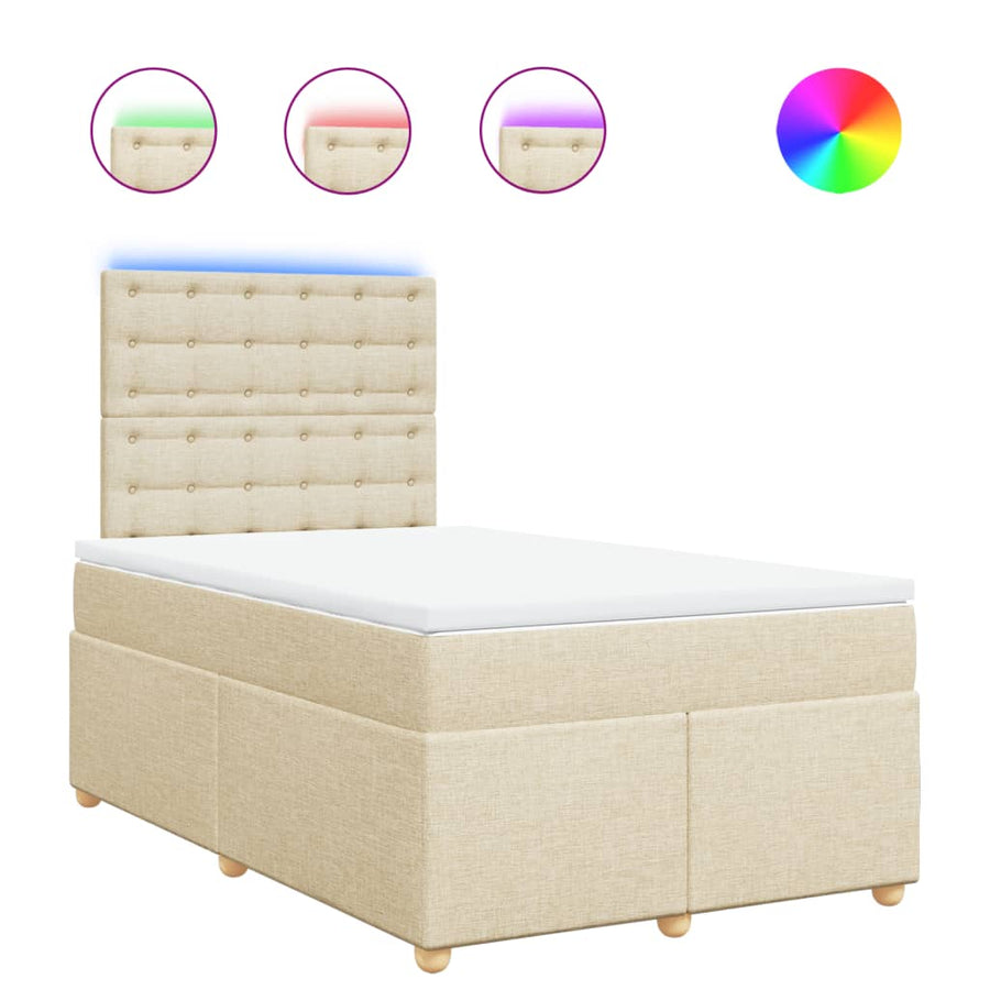 Boxspring met matras stof crèmekleurig 120x200 cm