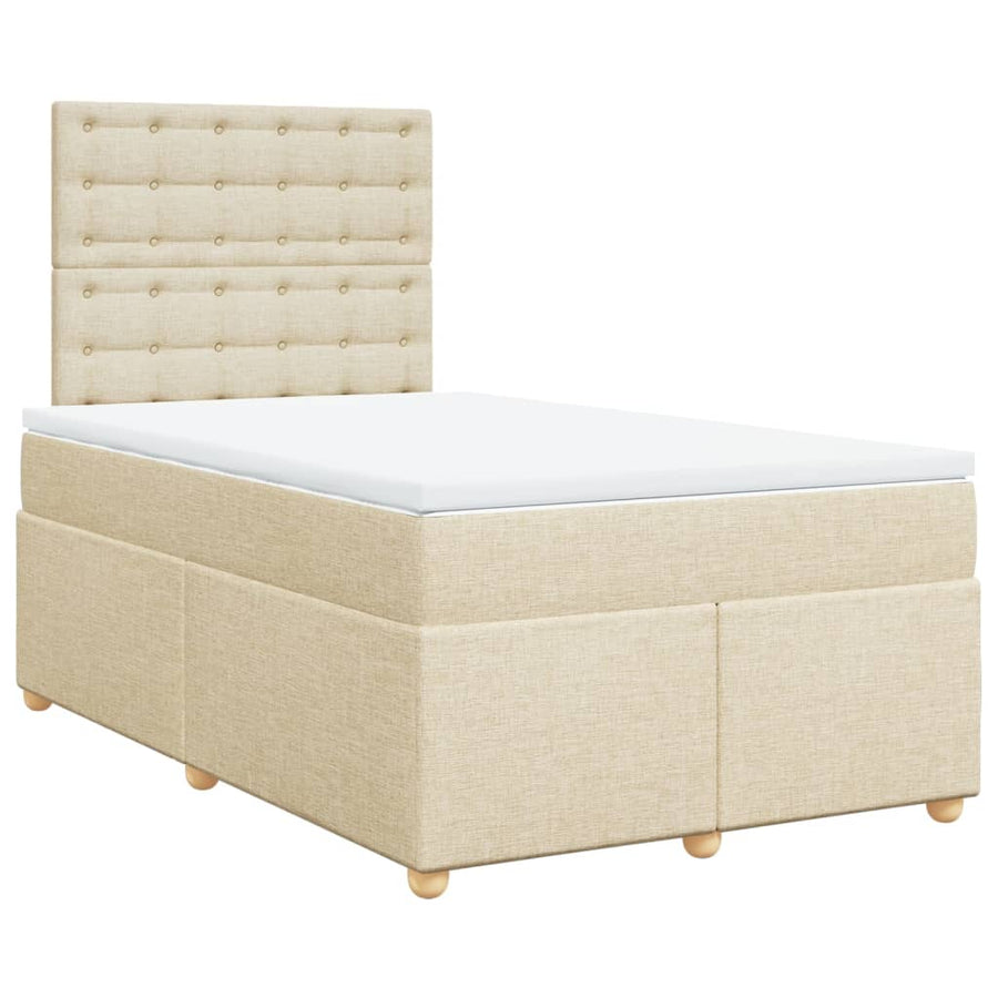 Boxspring met matras stof crèmekleurig 120x200 cm