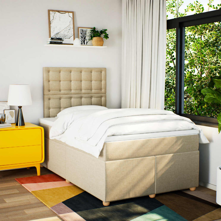 Boxspring met matras stof crèmekleurig 120x200 cm