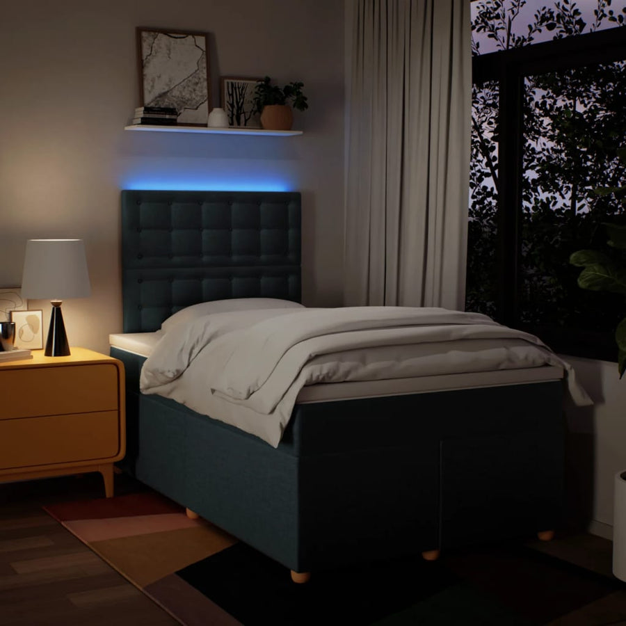 Boxspring met matras stof blauw 120x200 cm