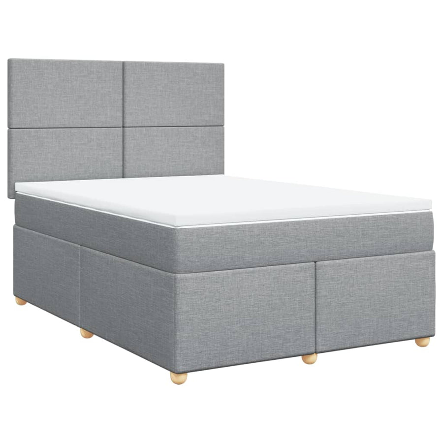 Boxspring met matras stof lichtgrijs 140x190 cm