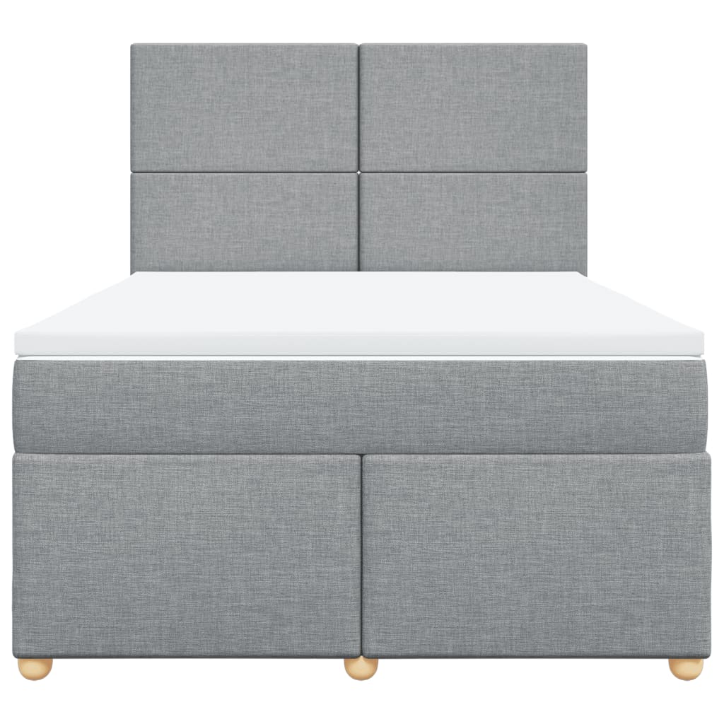 Boxspring met matras stof lichtgrijs 140x190 cm