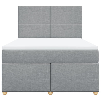 Boxspring met matras stof lichtgrijs 140x190 cm