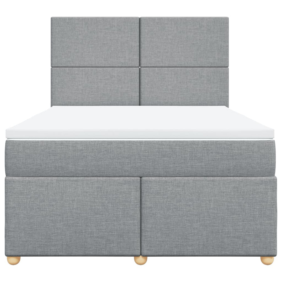 Boxspring met matras stof lichtgrijs 140x190 cm