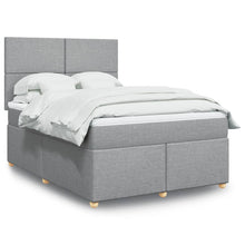 Boxspring met matras stof lichtgrijs 140x190 cm