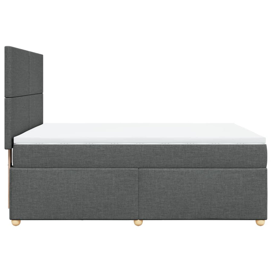 Boxspring met matras stof donkergrijs 140x190 cm