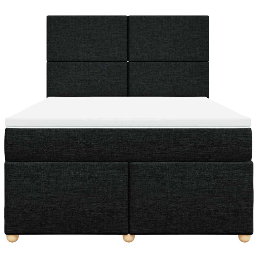 Boxspring met matras stof zwart 140x190 cm