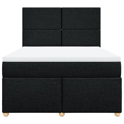 Boxspring met matras stof zwart 140x190 cm