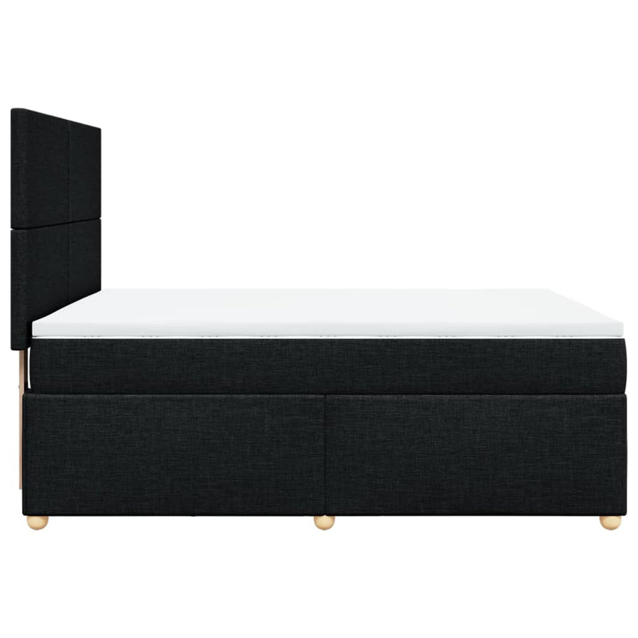 Boxspring met matras stof zwart 140x190 cm