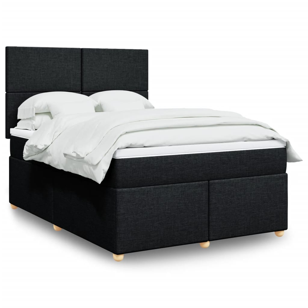 Boxspring met matras stof zwart 140x190 cm