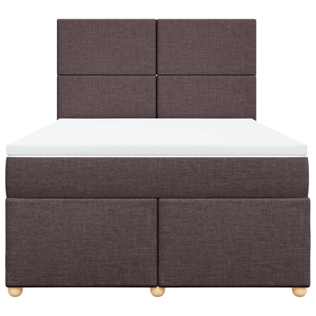 Boxspring met matras stof donkerbruin 140x190 cm