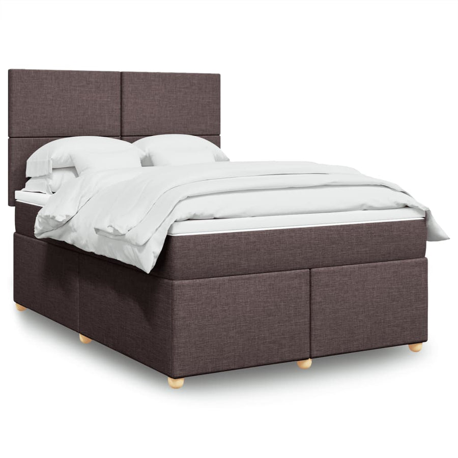 Boxspring met matras stof donkerbruin 140x190 cm
