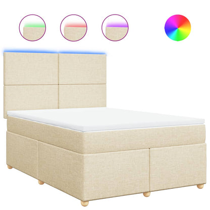 Boxspring met matras stof crèmekleurig 140x190 cm