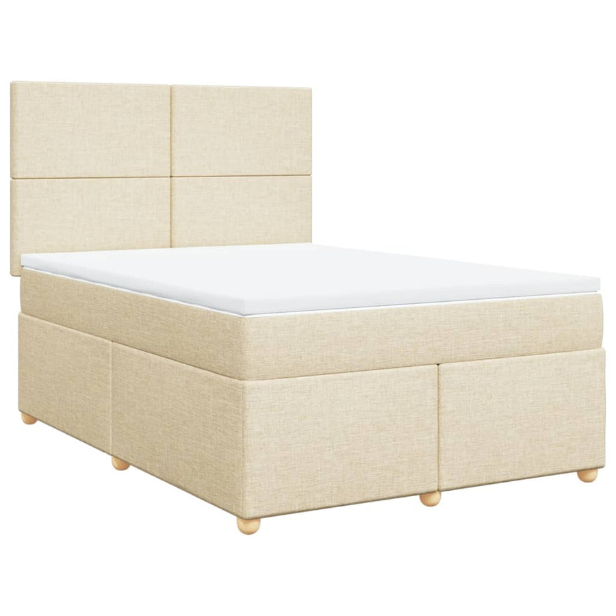 Boxspring met matras stof crèmekleurig 140x190 cm