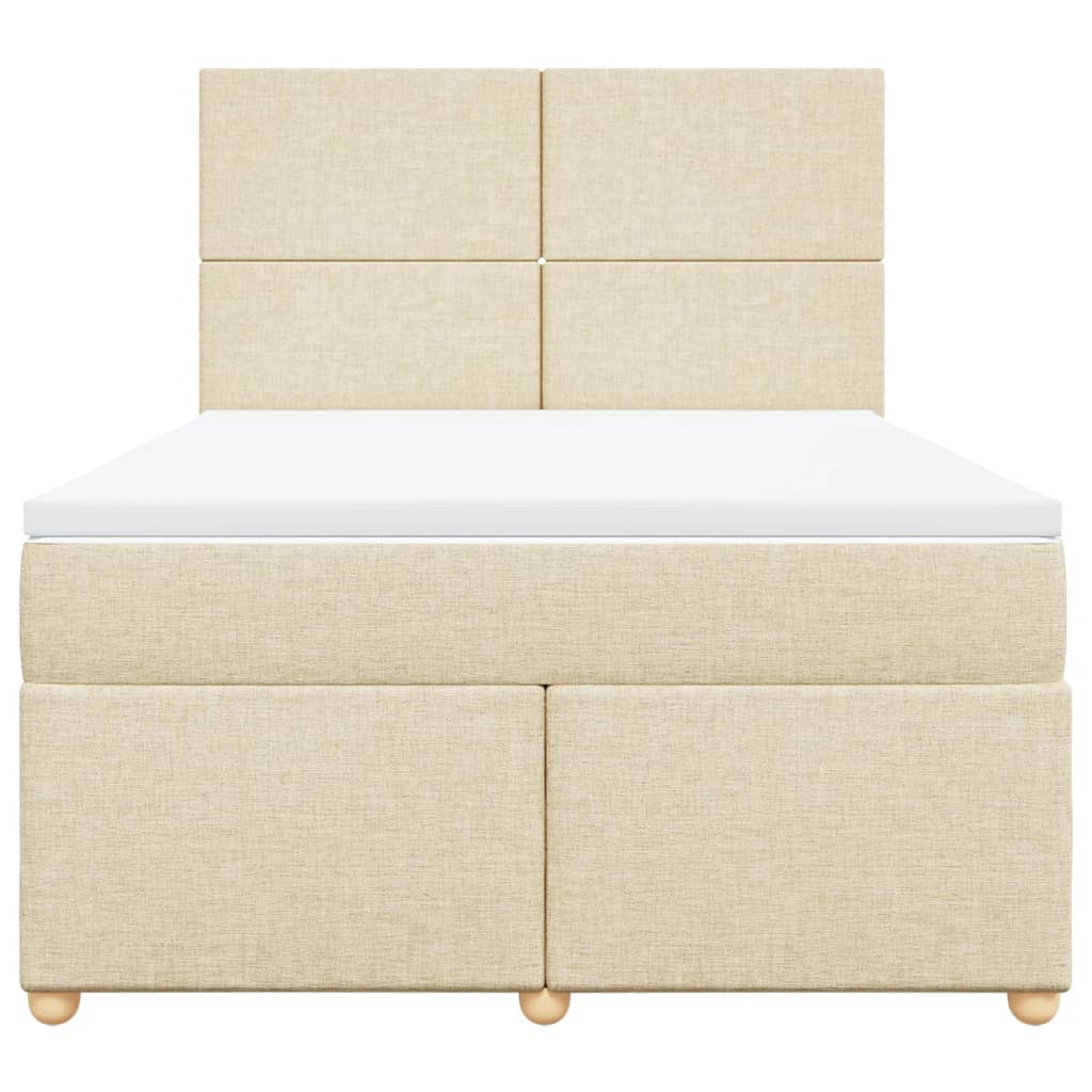 Boxspring met matras stof crèmekleurig 140x190 cm