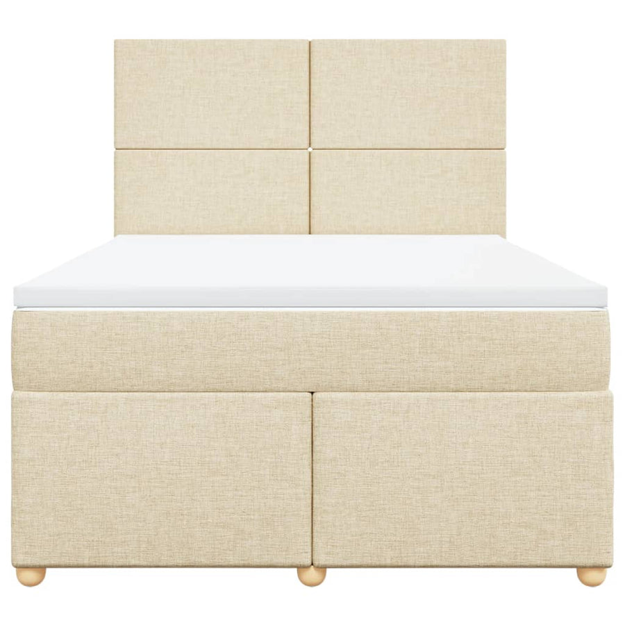 Boxspring met matras stof crèmekleurig 140x190 cm