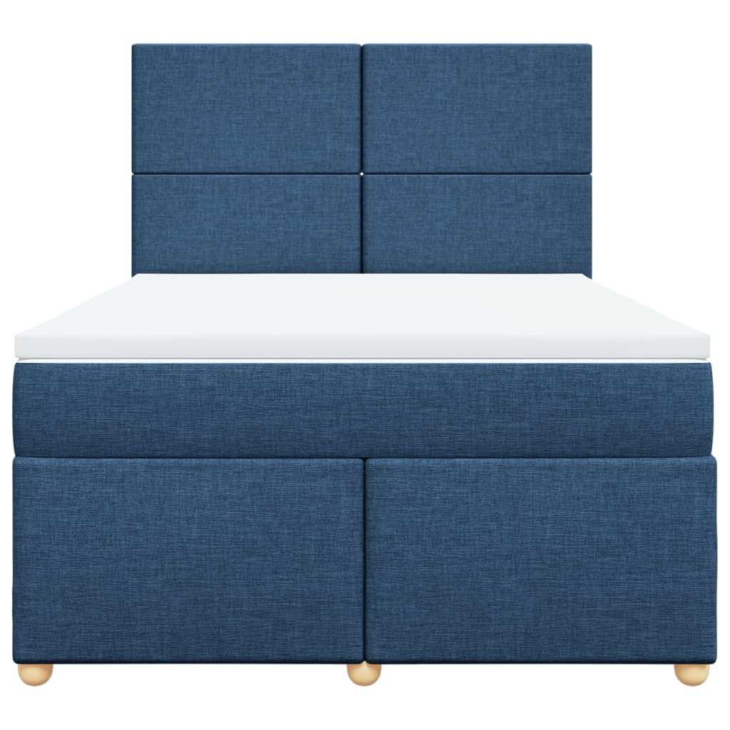 Boxspring met matras stof blauw 140x190 cm