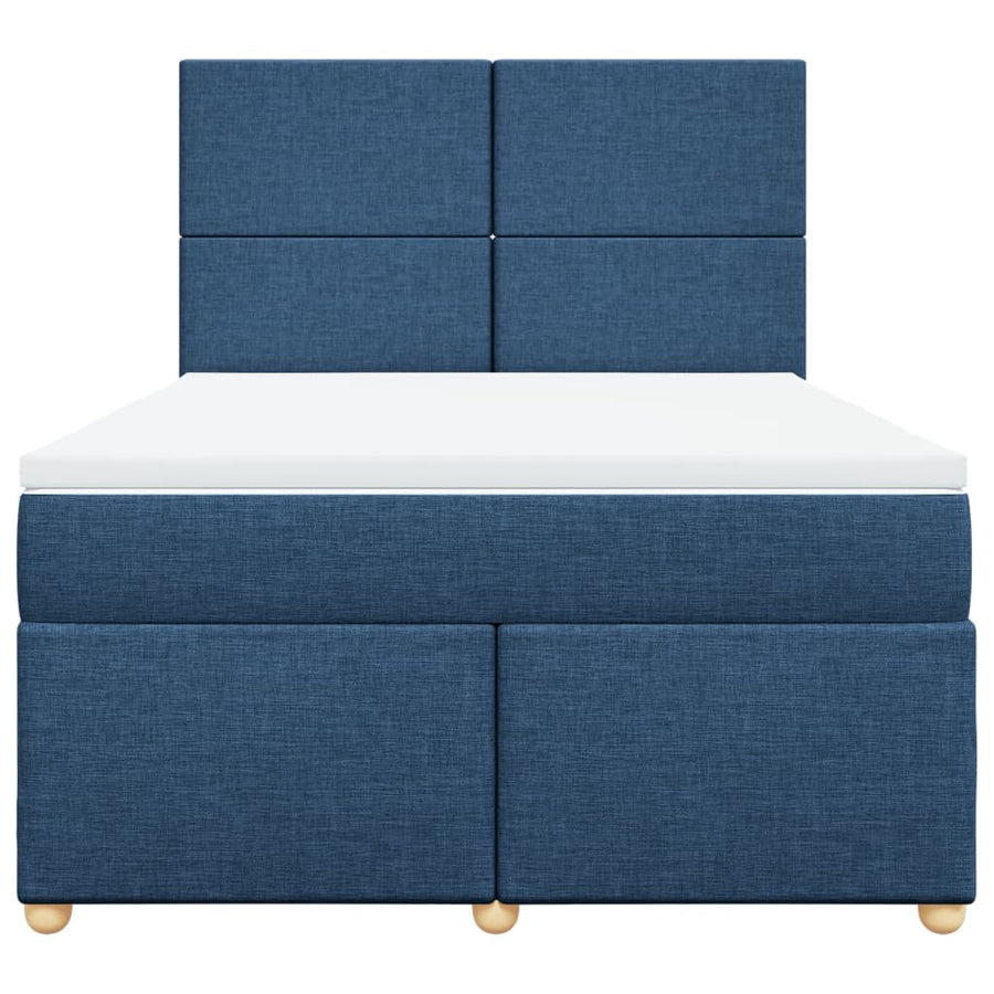 Boxspring met matras stof blauw 140x190 cm