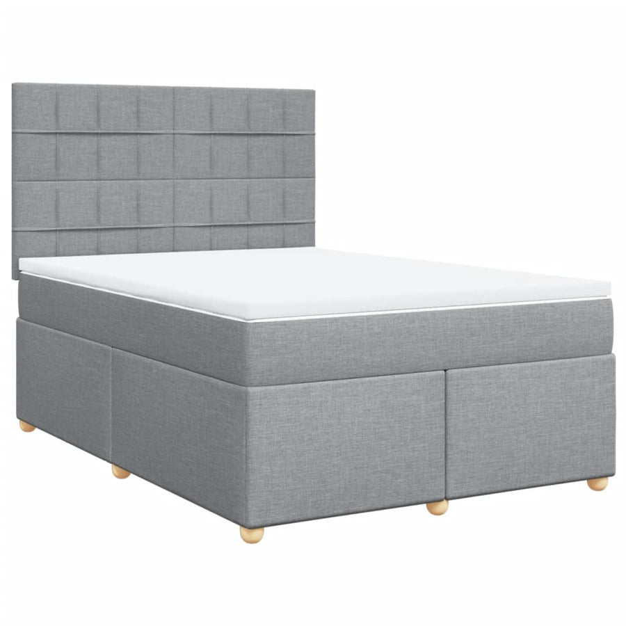 Boxspring met matras stof lichtgrijs 140x190 cm