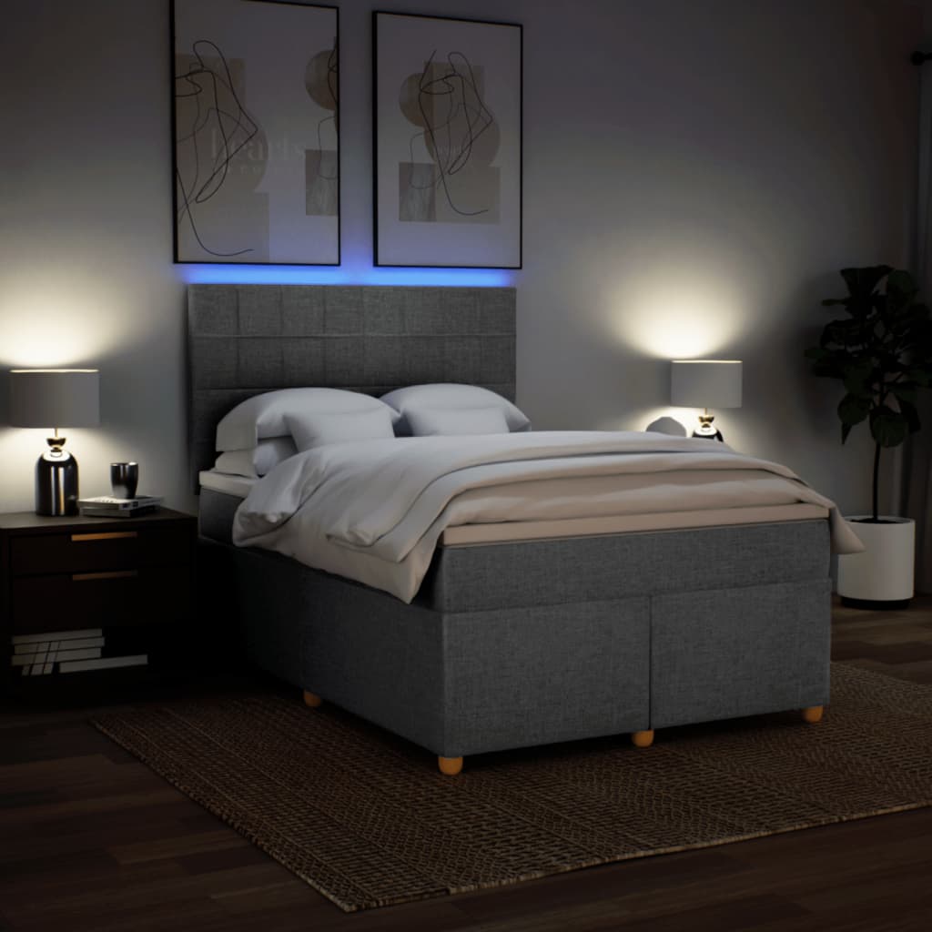 Boxspring met matras stof lichtgrijs 140x190 cm